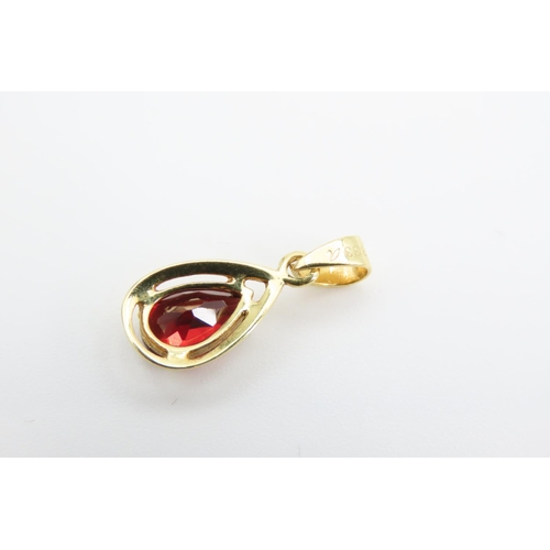 152 - Pair of 8 Carat Yellow Gold Ladies Earrings Garnet Set with Matching Necklace Pendant 9 Carat Yellow... 