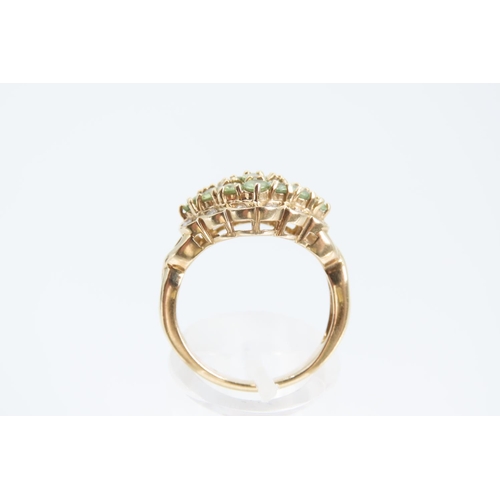 159 - Peridot Cluster Ring Mounted on 9 Carat Yellow Gold Ring Size N and a Half