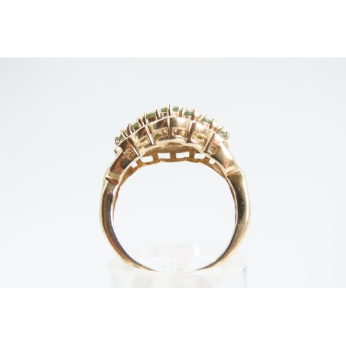 159 - Peridot Cluster Ring Mounted on 9 Carat Yellow Gold Ring Size N and a Half