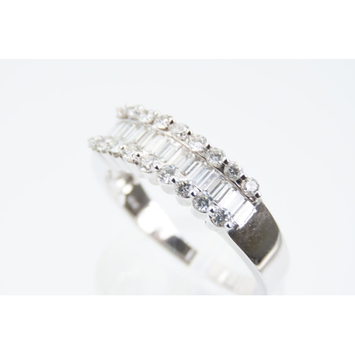 170 - 18 Carat White Gold Diamond Set Ladies Band Ring Baguette and Brilliant Cut Diamonds High Colour and... 