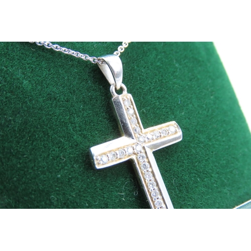 175 - 14 Carat Gold and Gemset Crucifix Pendant Mounted on 9 Carat Yellow Gold Chain