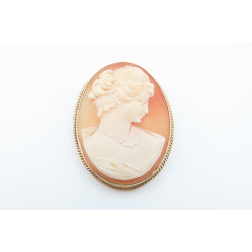 187 - 9 Carat Gold Mounted Ladies Cameo Brooch Approximately 4cm High