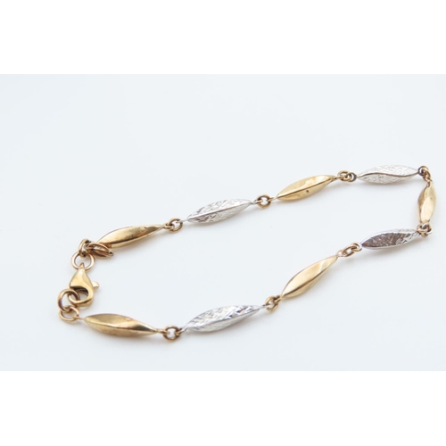 41 - Two Tone 9 Carat Gold Ladies Bracelet 18.5cm Long Articulated Form