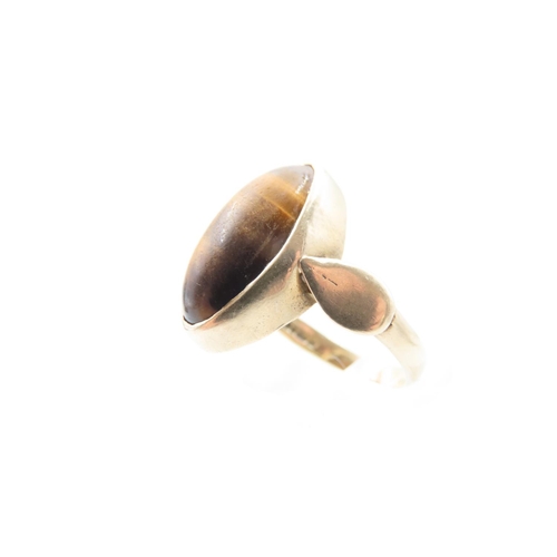 51 - Tigers Eye Cabochon Cut Ladies Centre Stone Ring Mounted on 9 Carat Yellow Gold Band Ring Size M