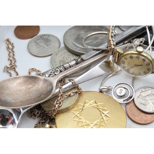 74 - Various Old Coins Silver Spoon Pendant Necklace Quantity As Photographed