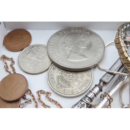 74 - Various Old Coins Silver Spoon Pendant Necklace Quantity As Photographed