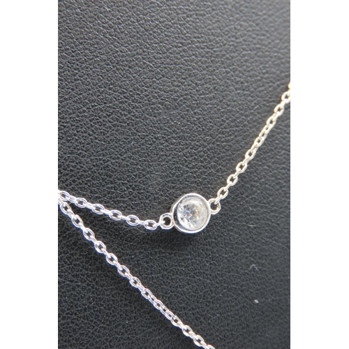 76 - Silver Gemset Ladies Modernist Form Two Tier Necklace 40cm Long Attractively Detailed