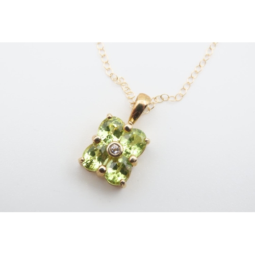 78 - Peridot Four Stone Ladies Pendant Mounted on 9 Carat Yellow Gold Set on 18 Carat Yellow Gold Chain 4... 