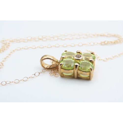 78 - Peridot Four Stone Ladies Pendant Mounted on 9 Carat Yellow Gold Set on 18 Carat Yellow Gold Chain 4... 