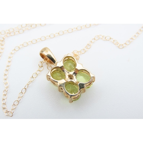 78 - Peridot Four Stone Ladies Pendant Mounted on 9 Carat Yellow Gold Set on 18 Carat Yellow Gold Chain 4... 