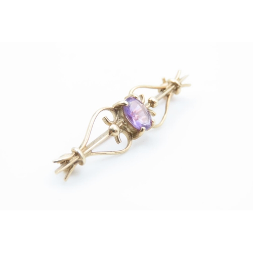 80 - 9 Carat Amethyst Centre Stone Ladies Brooch