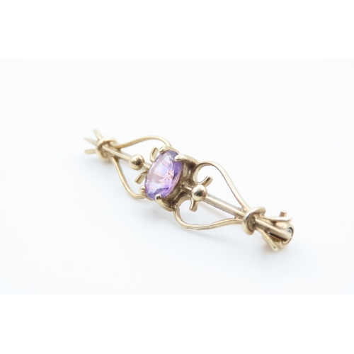 80 - 9 Carat Amethyst Centre Stone Ladies Brooch