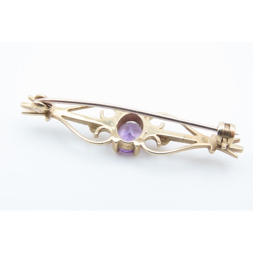 80 - 9 Carat Amethyst Centre Stone Ladies Brooch