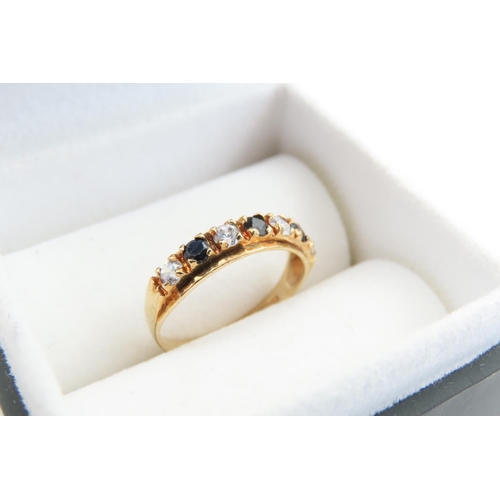 14 - Sapphire and Gemstone Set Ladies Half Eternity Ring Mounted on 9 Carat Yellow Gold Band Ring Size K