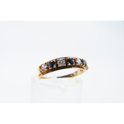 14 - Sapphire and Gemstone Set Ladies Half Eternity Ring Mounted on 9 Carat Yellow Gold Band Ring Size K