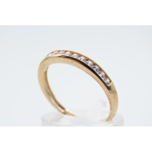 17 - 9 Carat Yellow Gold Ladies Half Eternity Ring Gemset Ring Size Q and a Half