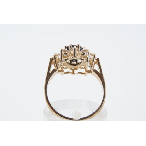 22 - Smokey Quartz Gemset Cluster Ring Mounted on 9 Carat Yellow Gold Band Ring Size N