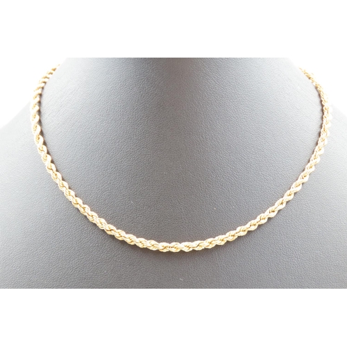 44 - 9 Carat Yellow Gold Ladies Necklace Twist Rope Motif 50cm Long