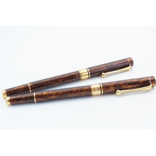 49 - L'Plume French Fountain Pen with 14 Carat Yellow Gold Nib and Matching Ball Point Pen Lacquer and En... 