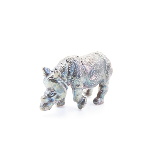 Silver Rhinoceros Figure Attractively Detailed 5cm Wide x 3cm High