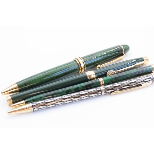 57 - Enamel and Lacquer Decorated Gold Filled Ball Point Pens Each in Good Condition