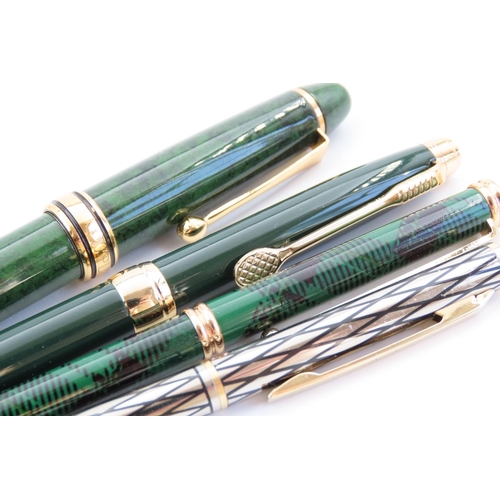 57 - Enamel and Lacquer Decorated Gold Filled Ball Point Pens Each in Good Condition
