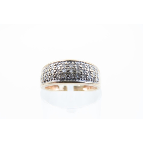 7 - Diamond Set Ladies Band Ring Mounted on 9 Carat Yellow Gold Ring Size I