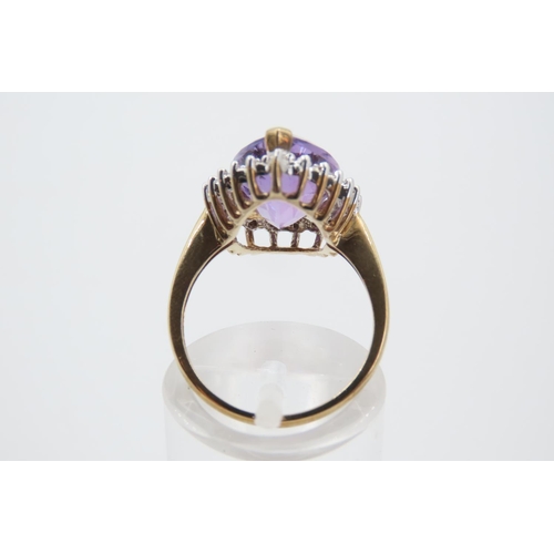 75 - Kunzite and Diamond Ladies Ring Mounted on Four Claw Setting Mounted on 9 Carat Yellow Gold Band Rin... 