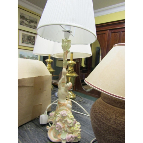 948 - Three Various Table Lamps including Cherub Motif Example Tallest Approximately 28 Inches High Each E... 