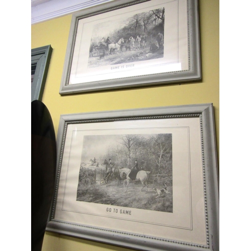 950 - Two French Grey Framed Hunting Prints Titled Go To Game and Game is Over Each Approximately 18 Inche... 