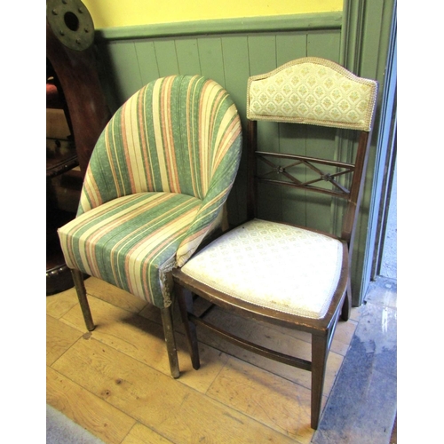 951 - Upholstered Edwardian Mahogany Framed Bedroom Chair and Another Two Items in Lot