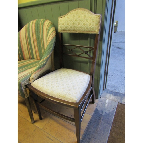 951 - Upholstered Edwardian Mahogany Framed Bedroom Chair and Another Two Items in Lot