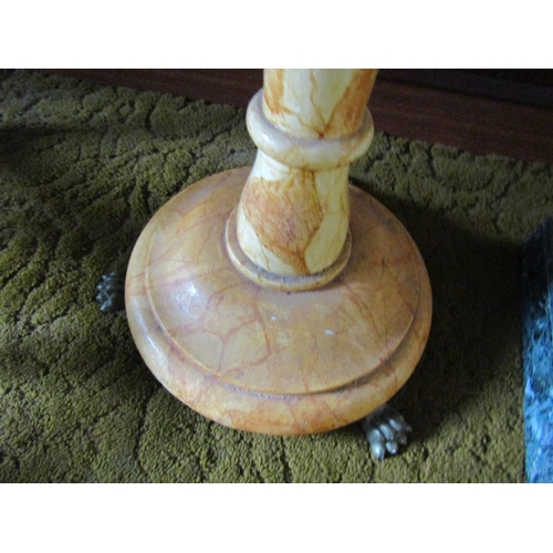 100 - Carved and Turned Torchere with Brass Paw Supports Approximately 50 Inches High