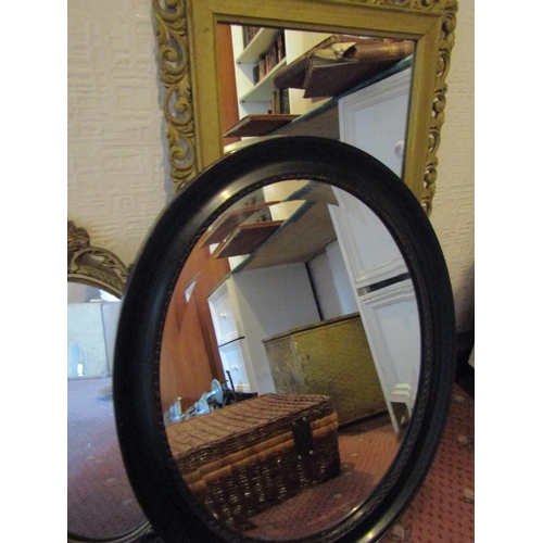 101 - Three Various Mirrors Including Oval Walnut Example Tallest Approximately 26 Inches High