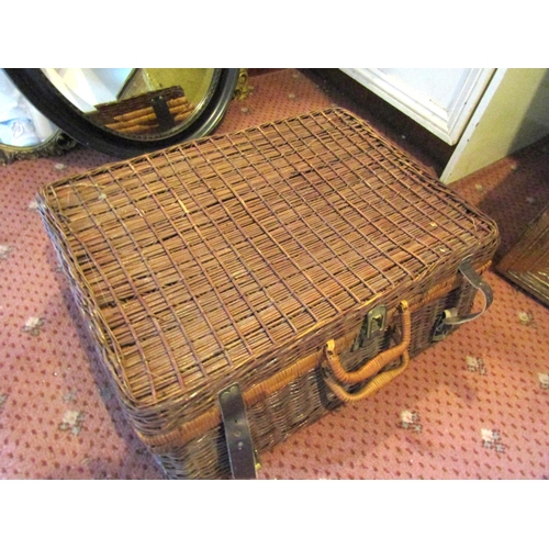 102 - Vintage Wicker Picnic Basket with Contents Approximately 22 Inches Wide