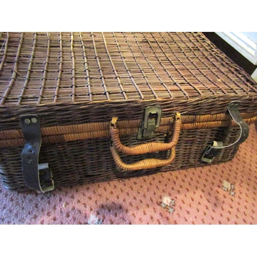 102 - Vintage Wicker Picnic Basket with Contents Approximately 22 Inches Wide