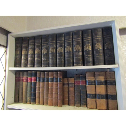 110 - Two Shelves of Various Leather Bound Books Quantity As Photographed