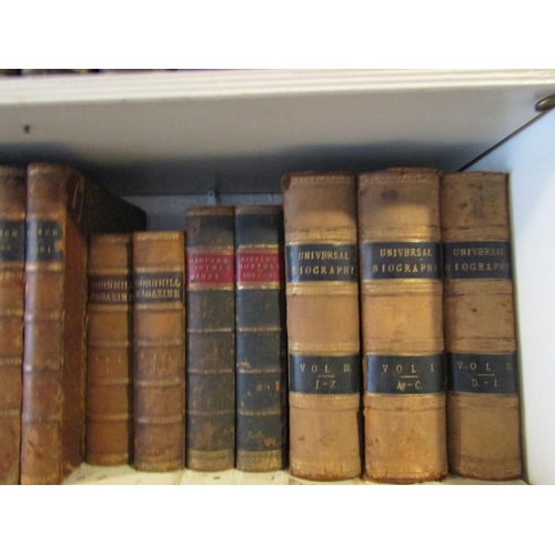 110 - Two Shelves of Various Leather Bound Books Quantity As Photographed