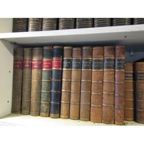 110 - Two Shelves of Various Leather Bound Books Quantity As Photographed