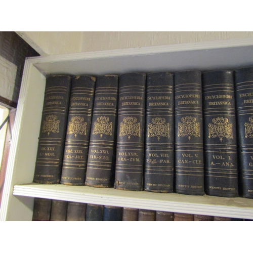 110 - Two Shelves of Various Leather Bound Books Quantity As Photographed