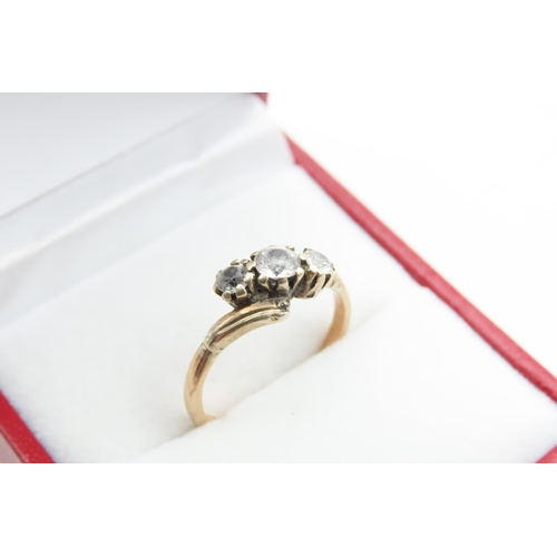 Two Stone Ladies Mounted on 9 Carat Yellow Gold Band Ring Size K