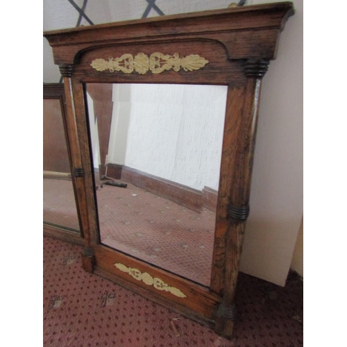 118 - Antique Rectangular Form Wall Mirror with Carved Applied Decoration Approximately 16 Inches High x 1... 