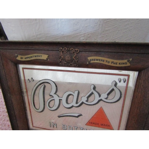 119 - Bass Antique Beer Advertising Mirror and Another Oak Framed Mirror Largest Approximately 14 Inches H... 