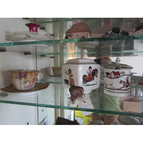 121 - Five Shelves of Various Porcelain etc Good Selection Including Tableware, Ornaments and Two Old Fox ... 