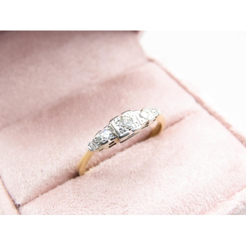 1288 - Diamond Ladies Ring Platinum Set Mounted on 18 Carat Yellow Gold Band Ring Size R and a Half