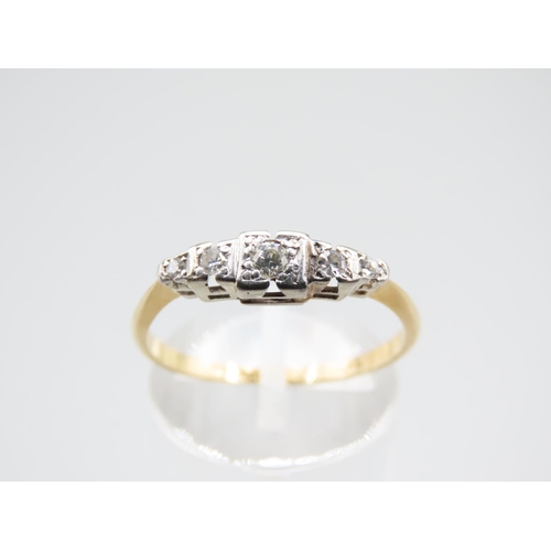 1288 - Diamond Ladies Ring Platinum Set Mounted on 18 Carat Yellow Gold Band Ring Size R and a Half