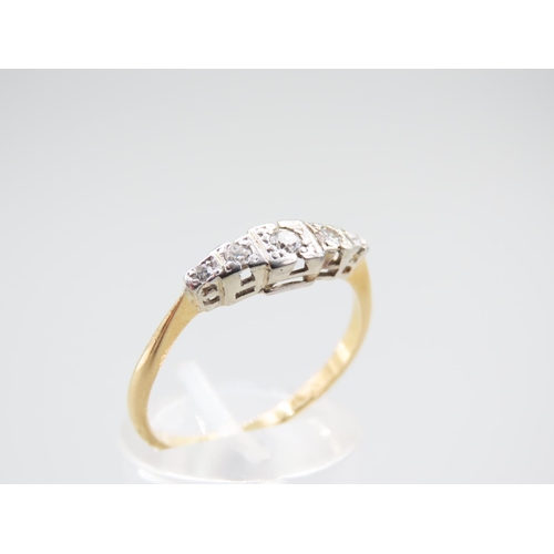 1288 - Diamond Ladies Ring Platinum Set Mounted on 18 Carat Yellow Gold Band Ring Size R and a Half