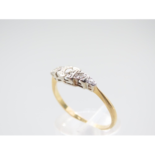 1288 - Diamond Ladies Ring Platinum Set Mounted on 18 Carat Yellow Gold Band Ring Size R and a Half