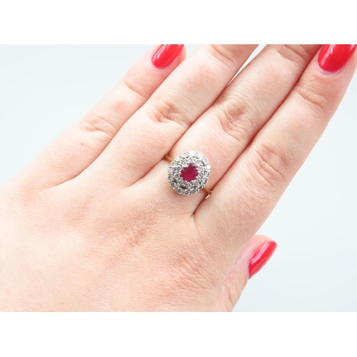 1292 - 18 Carat Ruby and Diamond Ladies Cluster Ring with Certificate Purchased New by the Vendor Ring Size... 