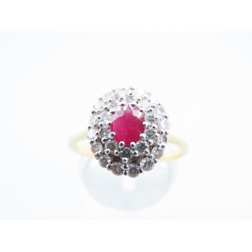 1292 - 18 Carat Ruby and Diamond Ladies Cluster Ring with Certificate Purchased New by the Vendor Ring Size... 